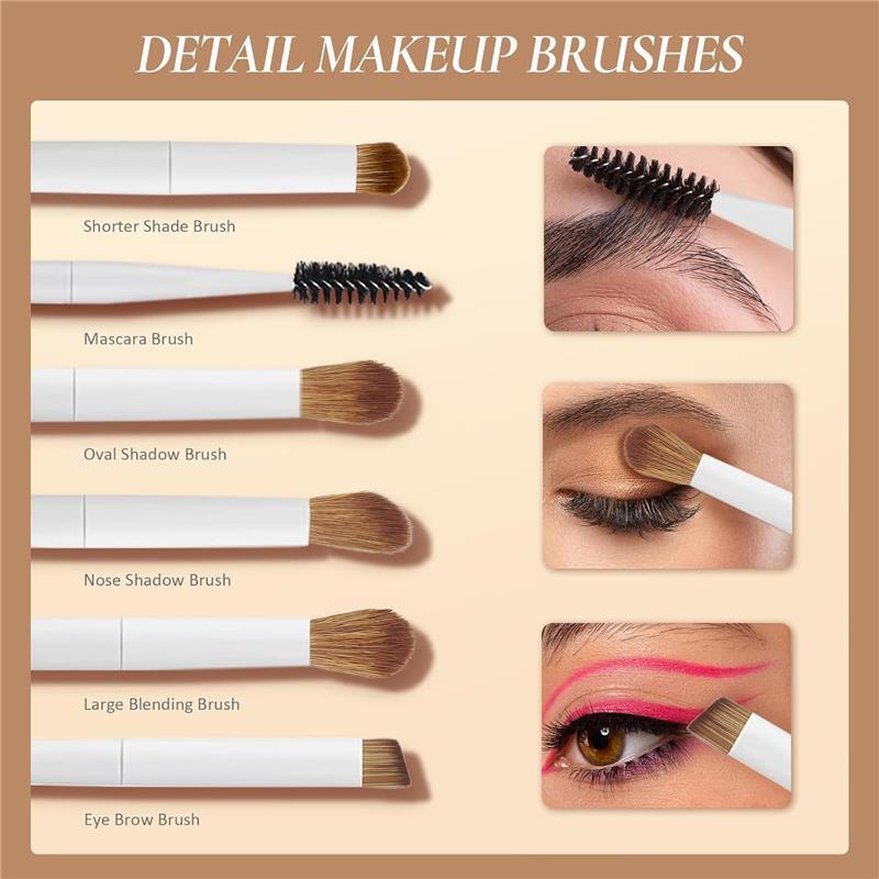 Makeup Brushes With Case 20PCs Professional Makeup Brush Set Foundation Powder Eyeshadow Brush Set Eyebrow Concealer Contour Travel Brushes Kit with Holder & 2 Powder Puff White