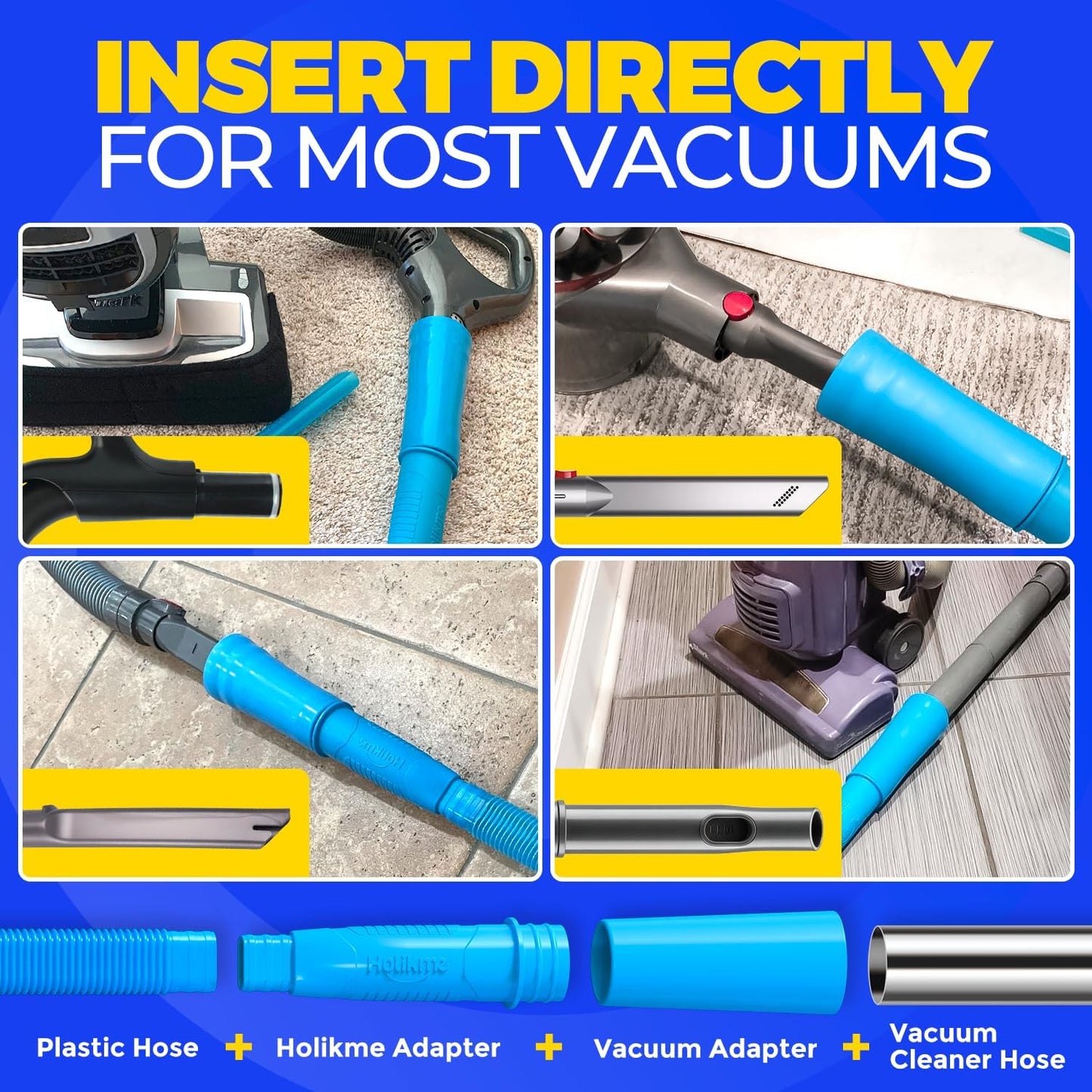 Dryer Vent Cleaner Kit Dryer Lint Vacuum Attachment Brush, Lint Remover, Dryer Vent Vacuum Hose Replacement Parts, Blue