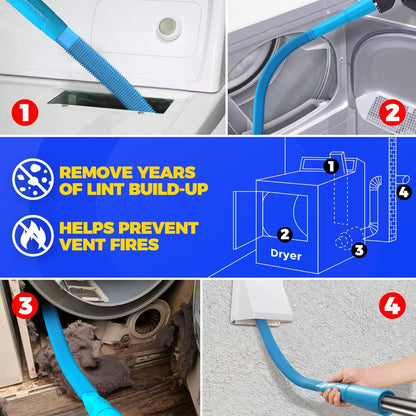 Dryer Vent Cleaner Kit Dryer Lint Vacuum Attachment Brush, Lint Remover, Dryer Vent Vacuum Hose Replacement Parts, Blue
