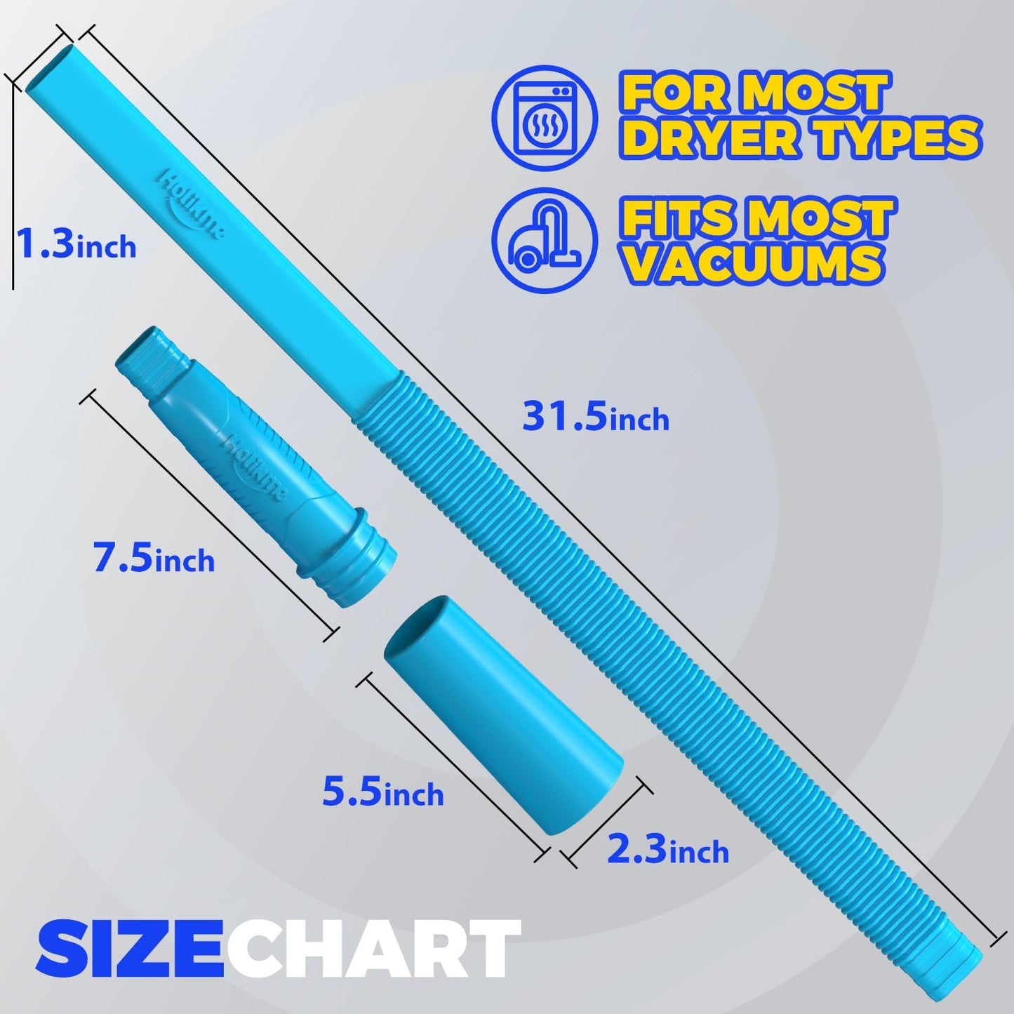 Dryer Vent Cleaner Kit Dryer Lint Vacuum Attachment Brush, Lint Remover, Dryer Vent Vacuum Hose Replacement Parts, Blue