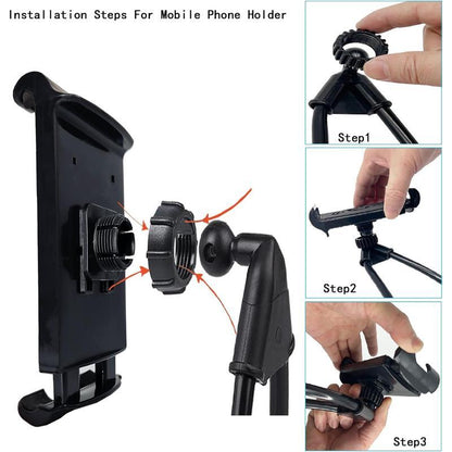 Universal Smart Mobile Phone Stand,Hanging on Neck Cell Phone Mount Holder, Lazy Cell Phone Holder (Black)