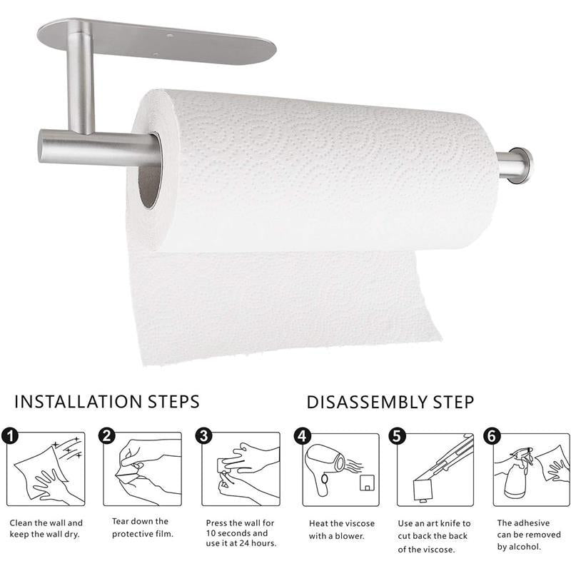 Paper Towel Holders for Kitchen,Paper Towels Bulk- Self-Adhesive Under Cabinet,Both Available in Adhesive and Screws,Stainless Steel