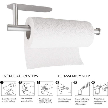 Paper Towel Holders for Kitchen,Paper Towels Bulk- Self-Adhesive Under Cabinet,Both Available in Adhesive and Screws,Stainless Steel